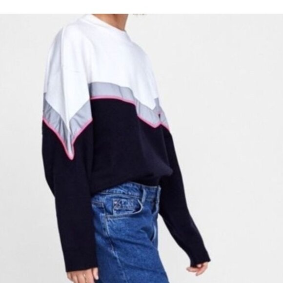 Zara Reflective Colorblock Pullover Sweatshirt - Picture 3 of 8